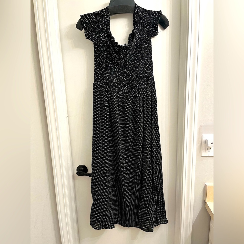 Lulus Off the shoulder 100%Cotton Polka Dot Maxi Dress